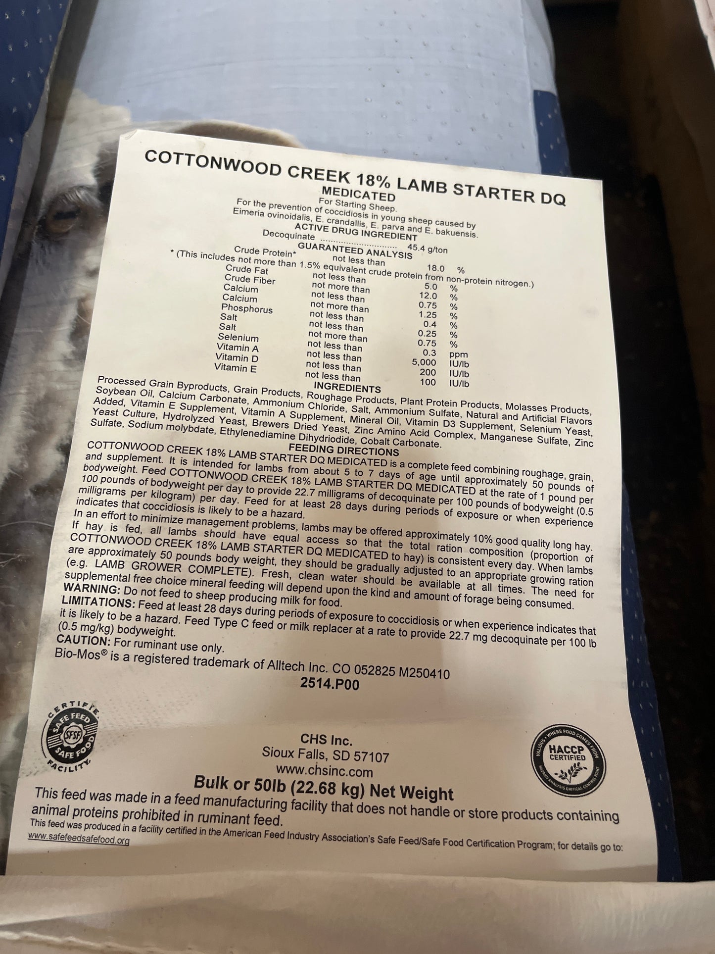 CCFS Hi Fat 18% Lamb Starter DQ