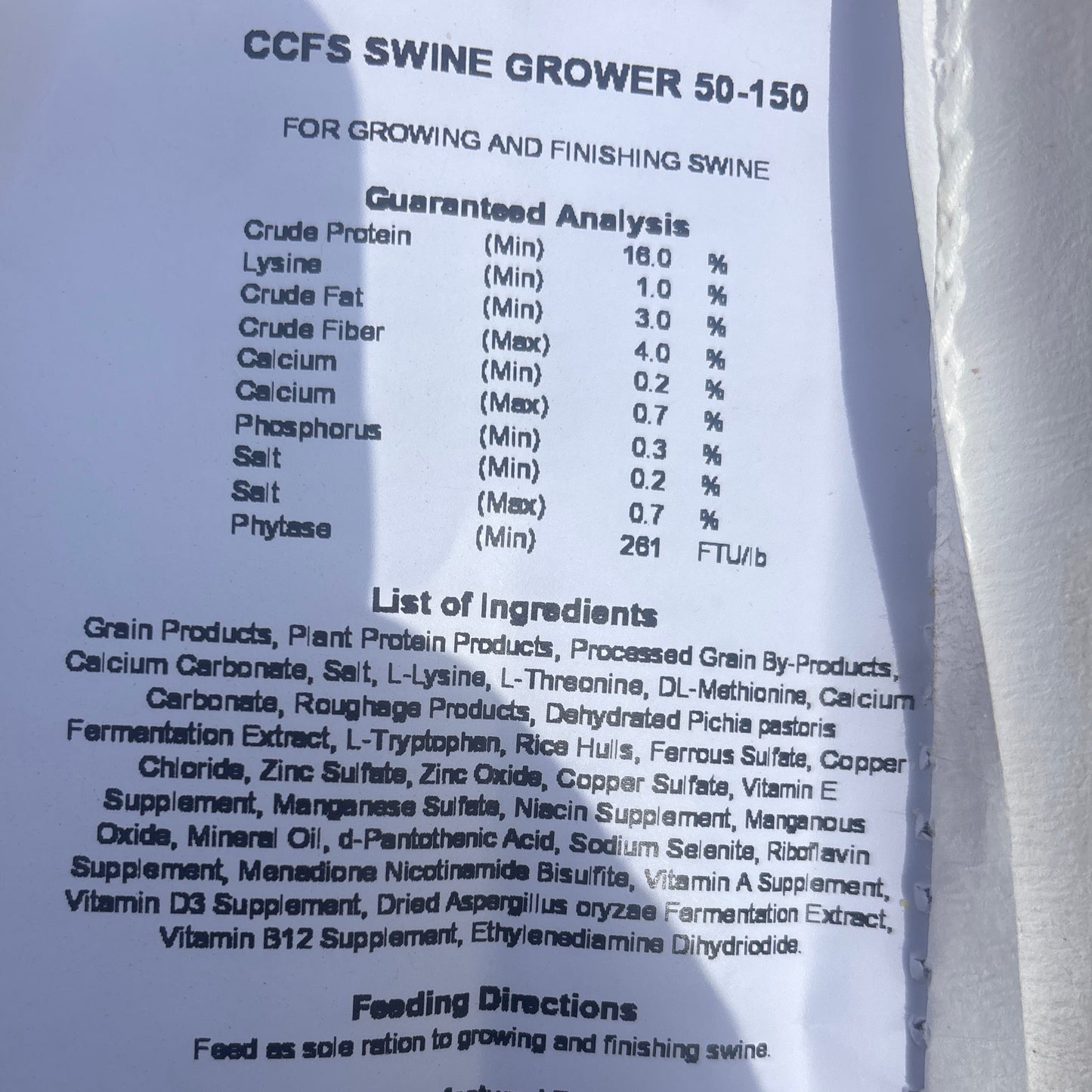 CCFS Swine Grower 50 - 150 50#