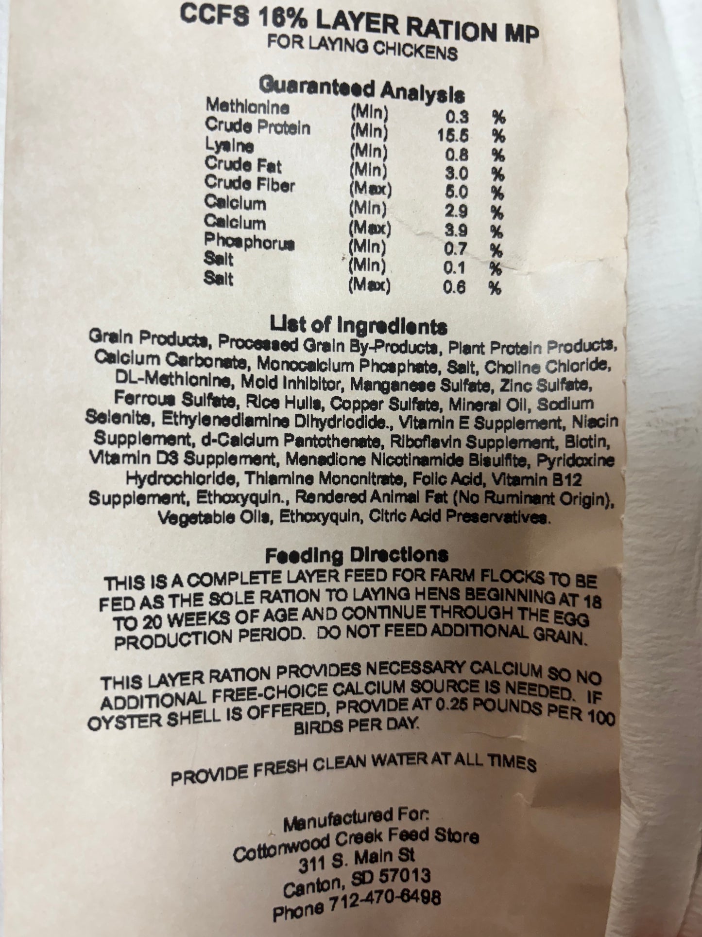 CCFS 16% Layer Pellets