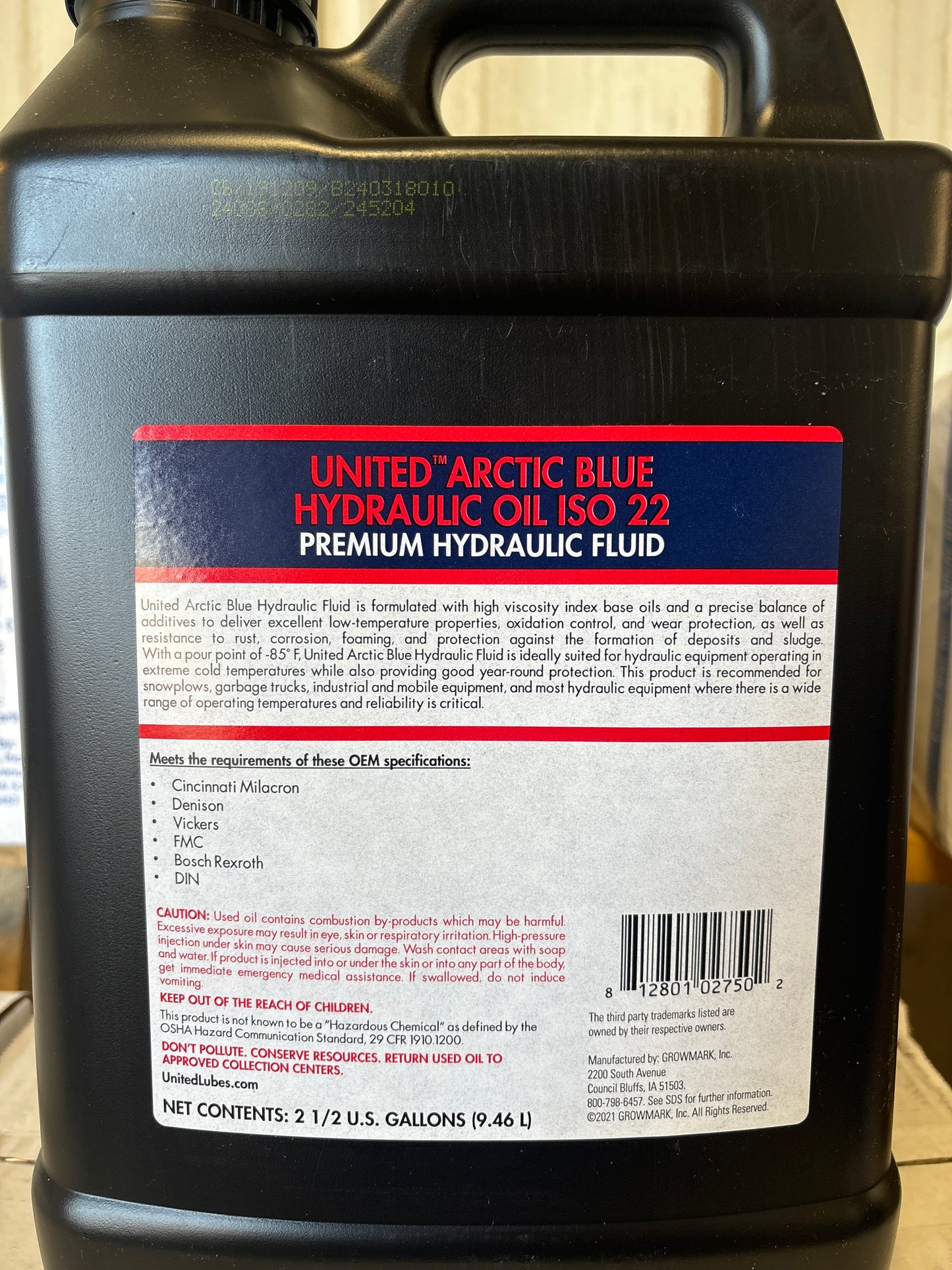 United Arctic Blue Hydraulic Oil ISO 22