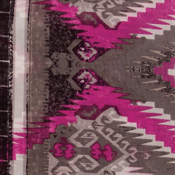 34.5 Aztec Silver/Pink Silk Scarf