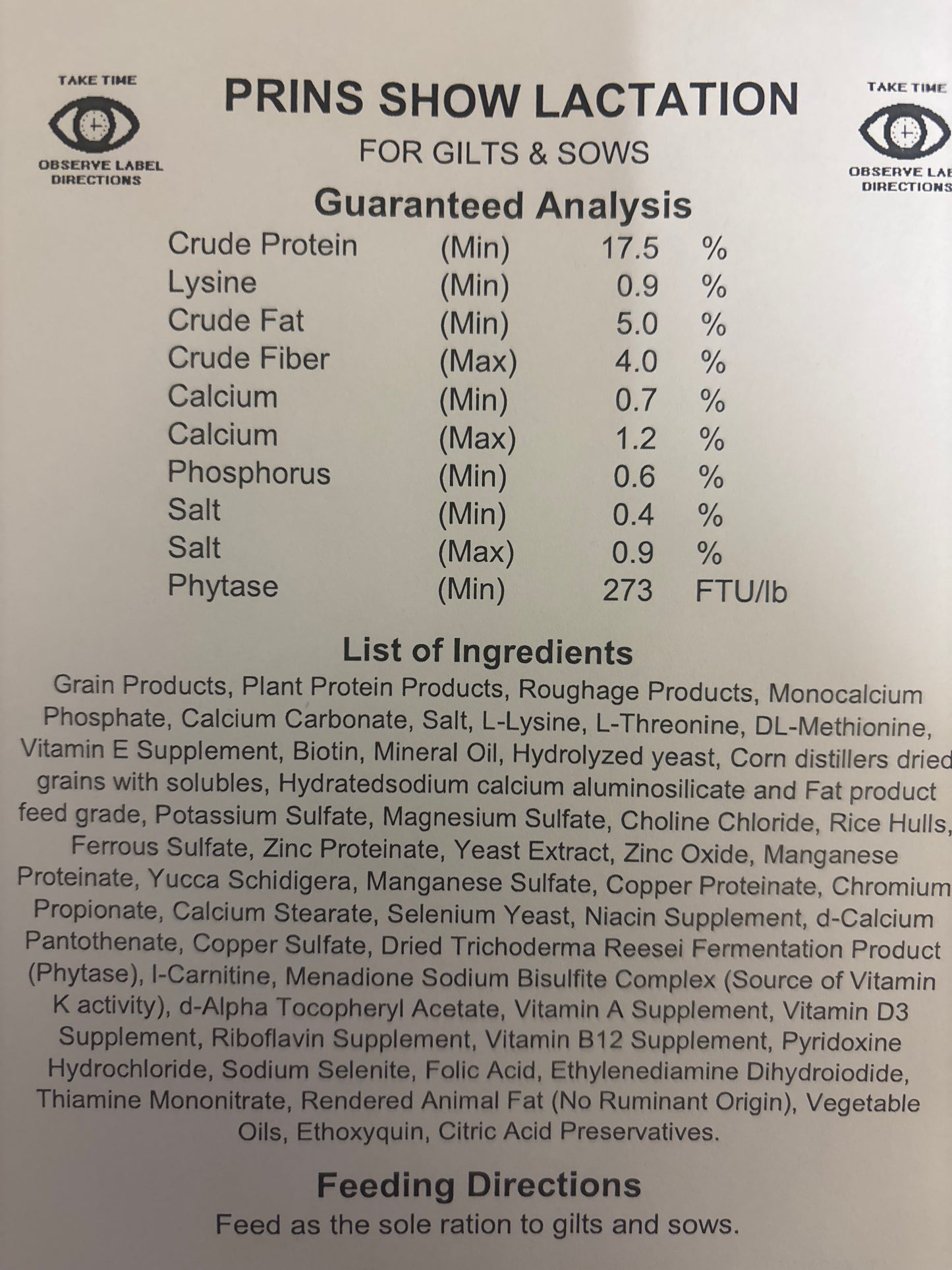 Lactation Sow Feed