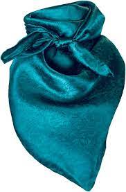 20" Jacquard Teal Silk Scarf