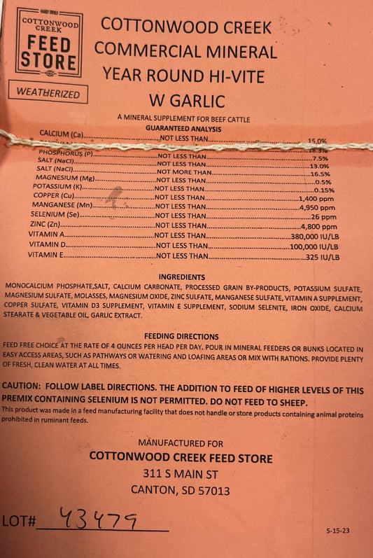 CCFS Commercial Mineral Year Round Hi-Vite
