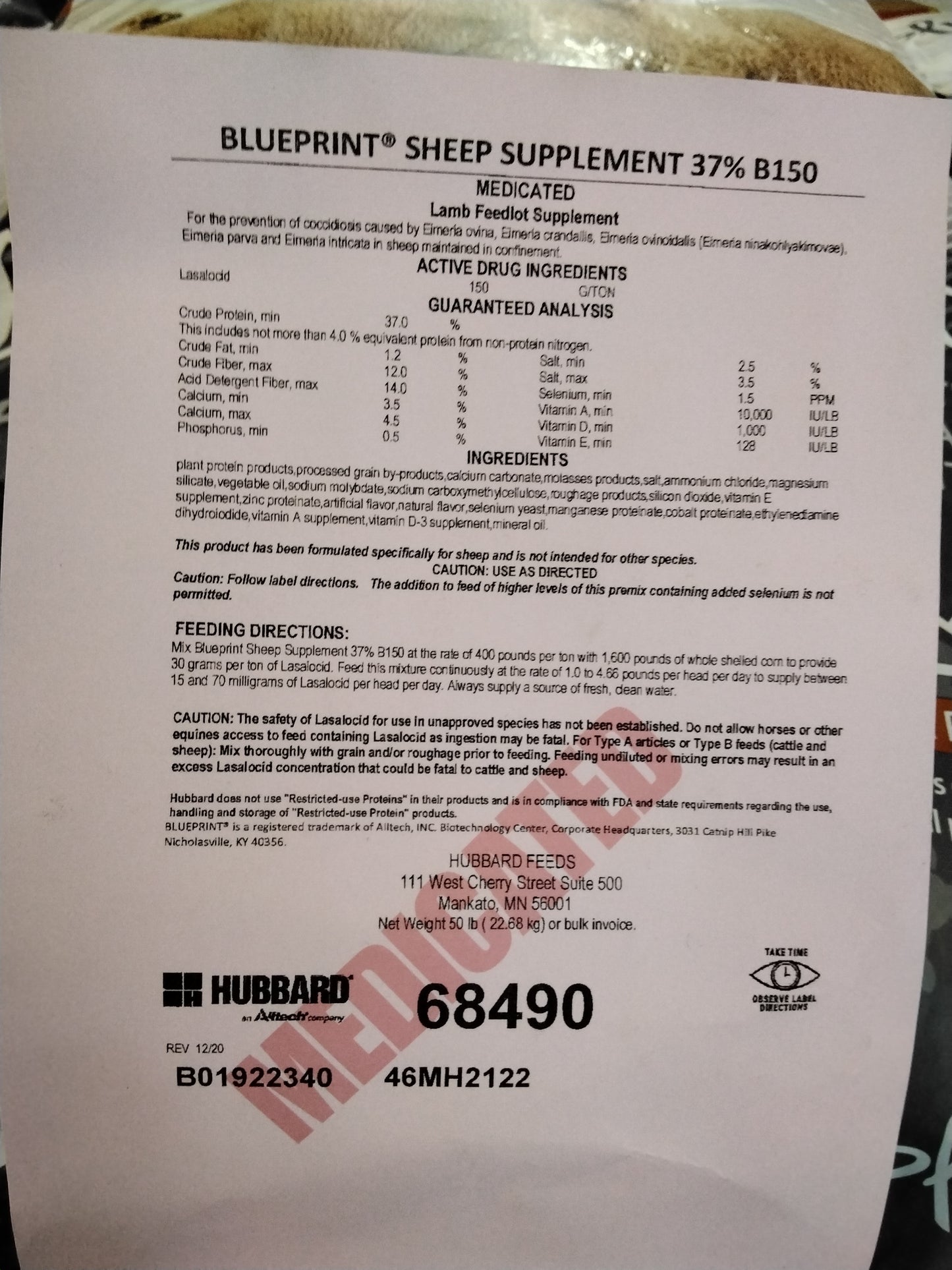 Blueprint Sheep Supplement 37% B150