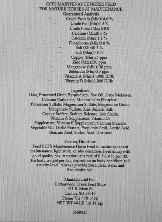 CCFS Performance Horse Feed 14%