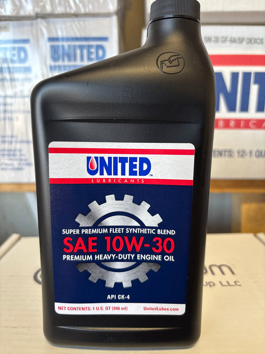 United SAE 10W-30 CK-4 Super Premium Fleet Synthetic Blend - Diesel Engines - 1 quart