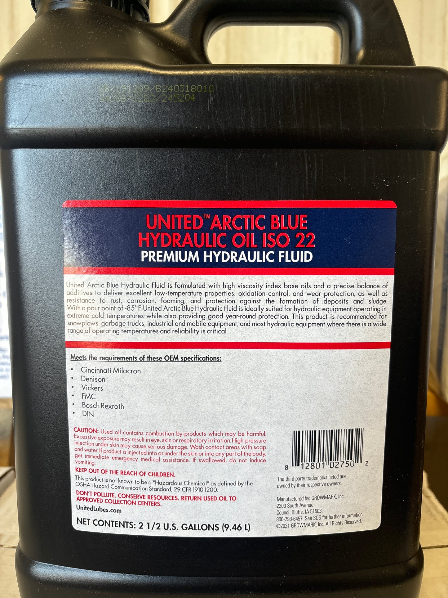 United Arctic Blue Hydraulic Oil ISO 22