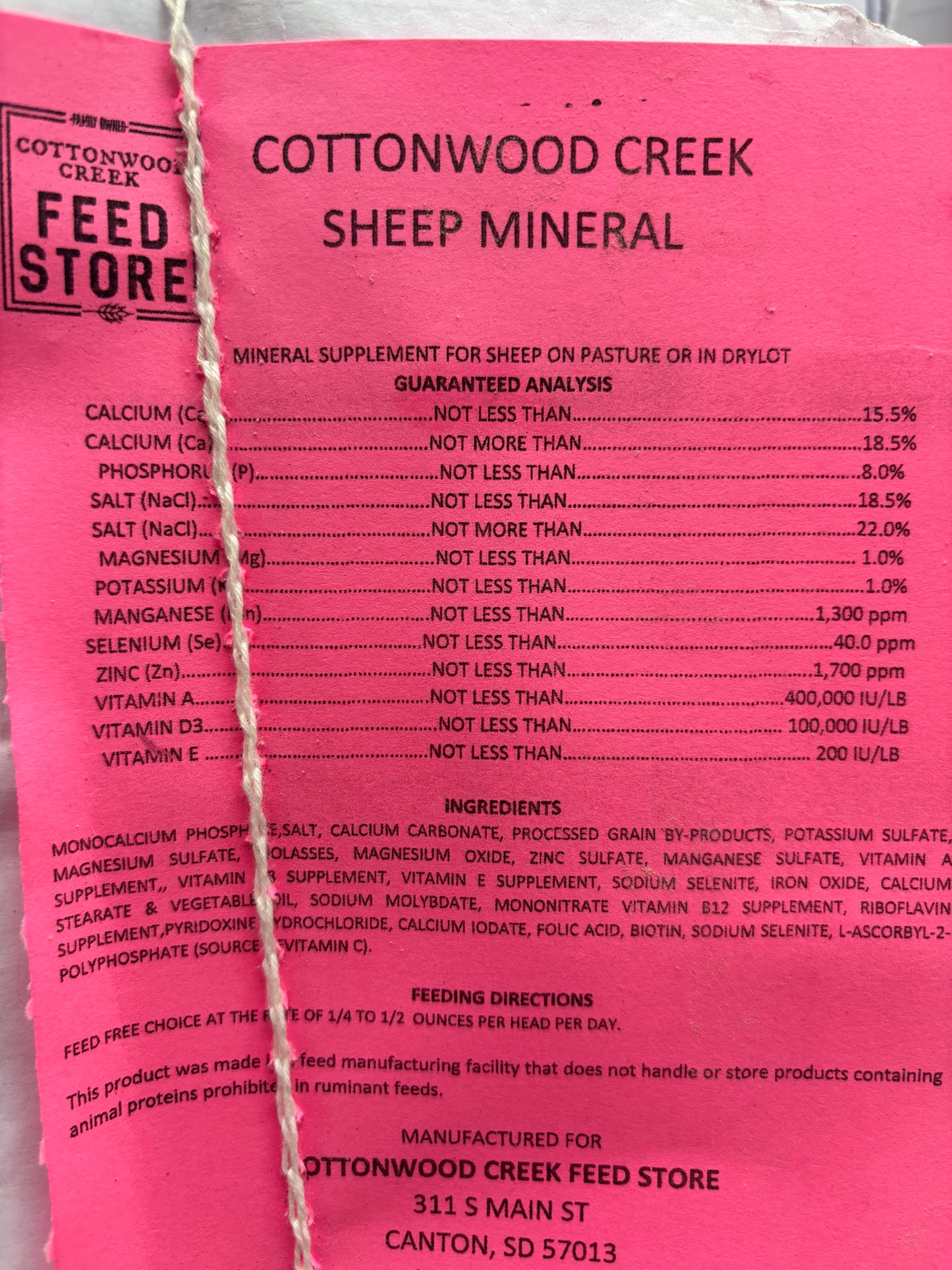 CCFS Cottonwood Creek Sheep Mineral