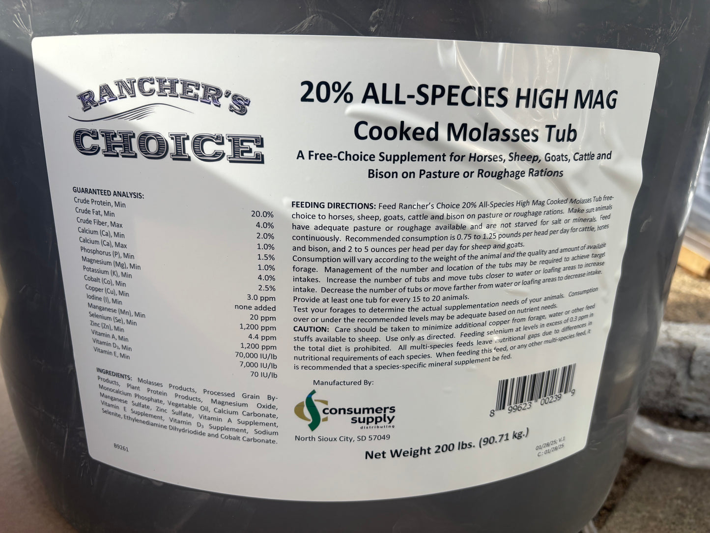 Ranchers Choice 20% AN Hi Mag 200# Tub
