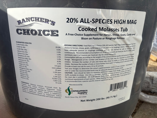 Ranchers Choice 20% AN Hi Mag 200# Tub