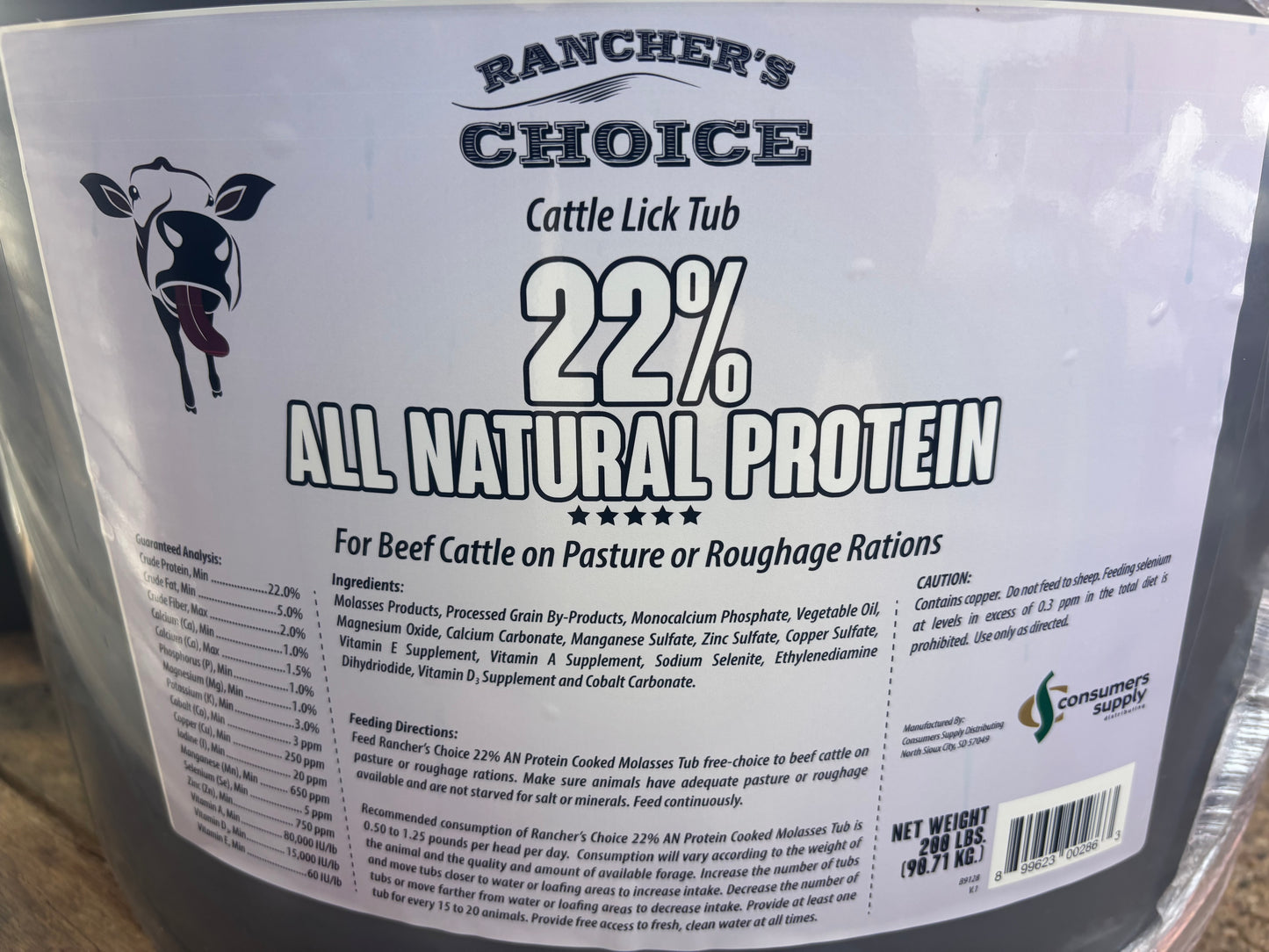 Ranchers Choice 22% AN 200# Lick Tub