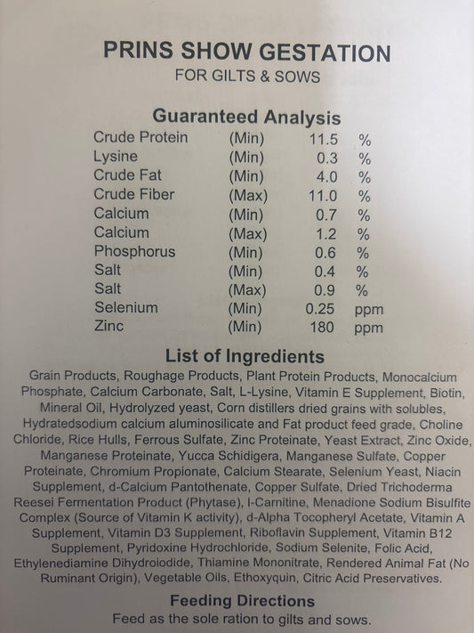 Sow Gestation Feed
