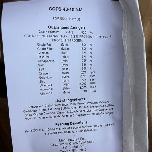 CCFS 40-15 Non Medicated Protein (Meal)