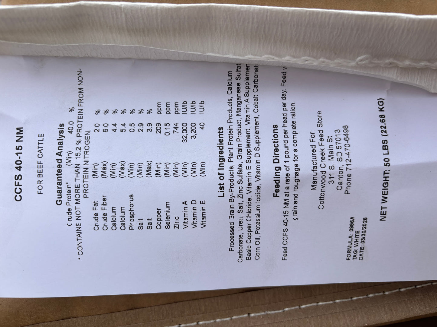 CCFS 40-15 R400 Protein (Meal)