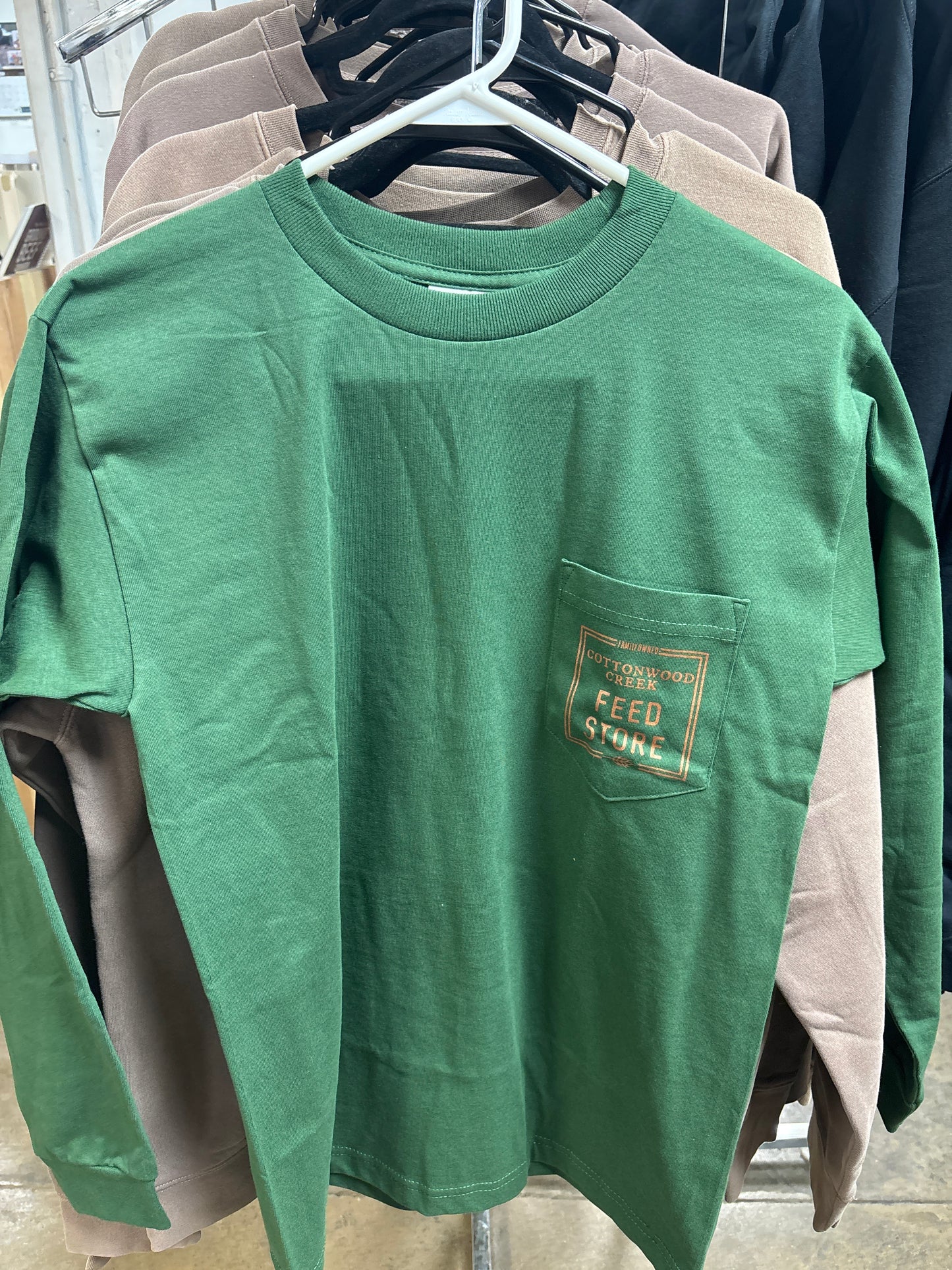 CC Feed Store Long Sleeve Pocket T-Shirt - Forest Green