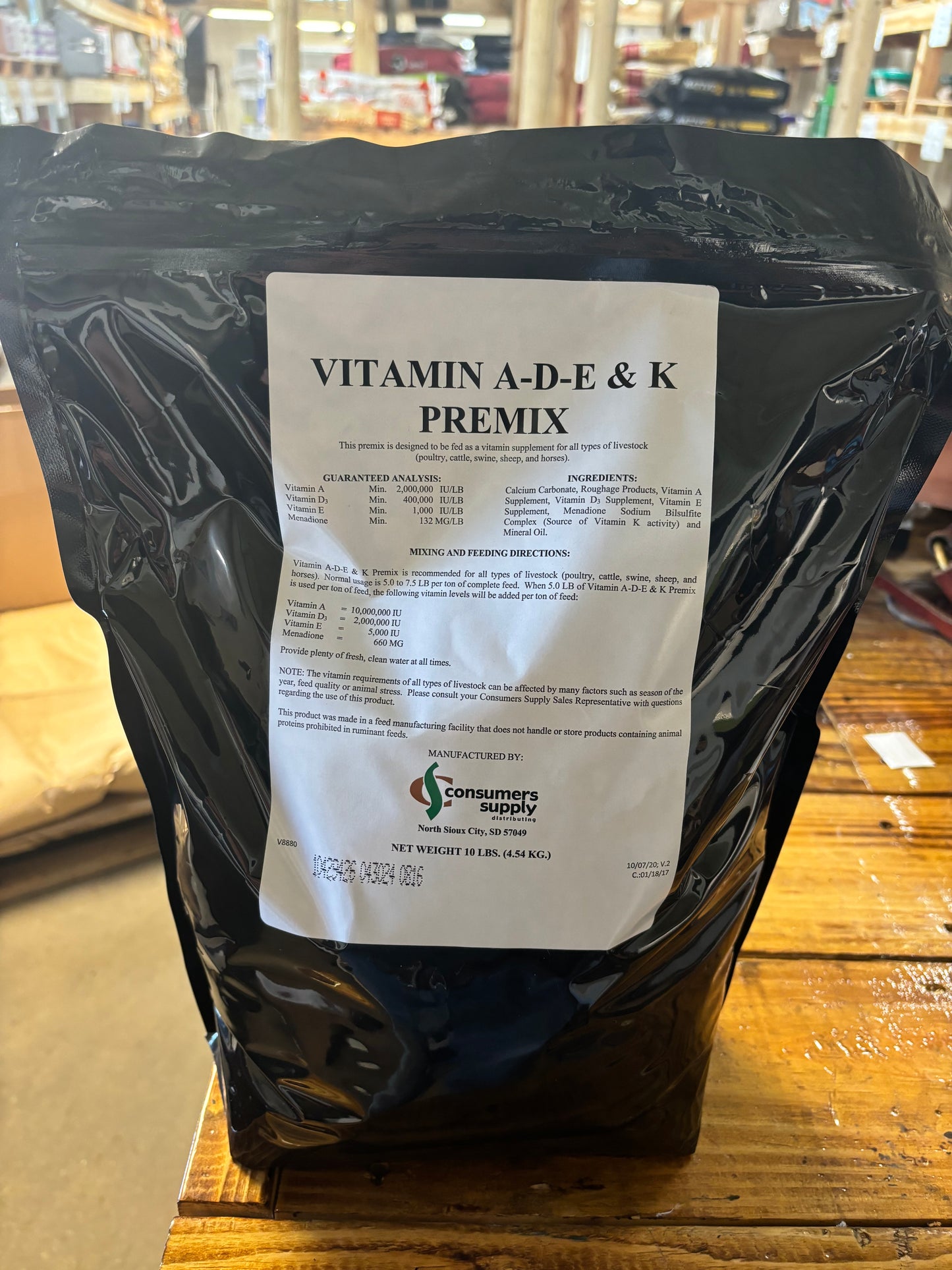 Vitamin A-D-E & K Premix 10# Bag