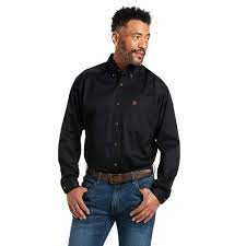 BLACK MNS Solid Twill Classic Fit Shirt