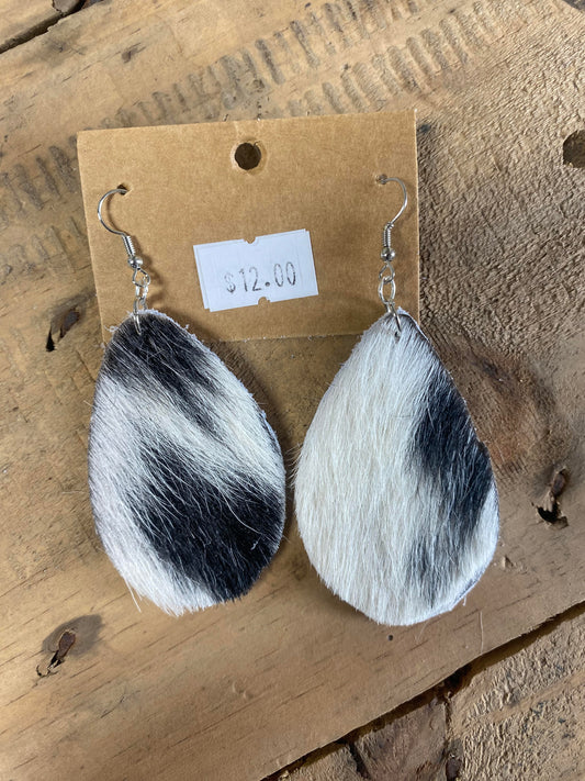 Cowhide Earings- Black and White