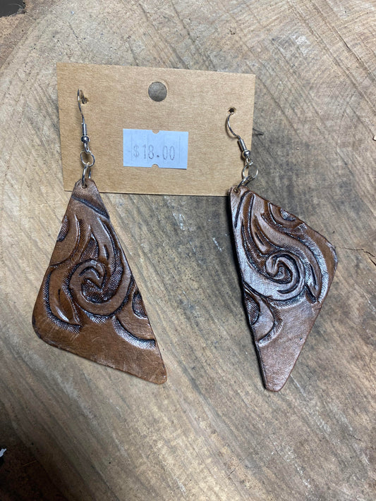 Leather Carved Earrings