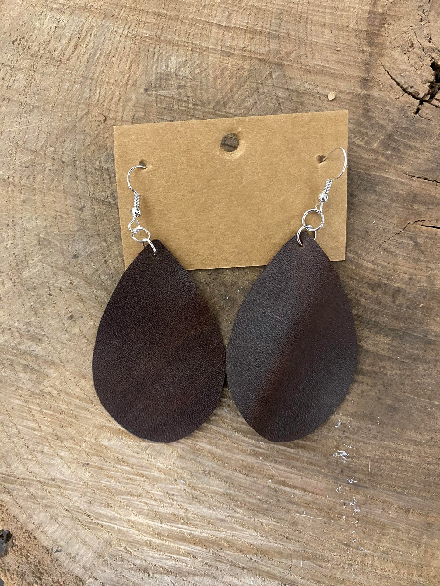 Leather Oval Earrings