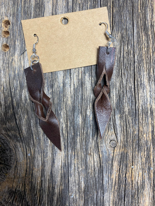Leather Braided Earrings