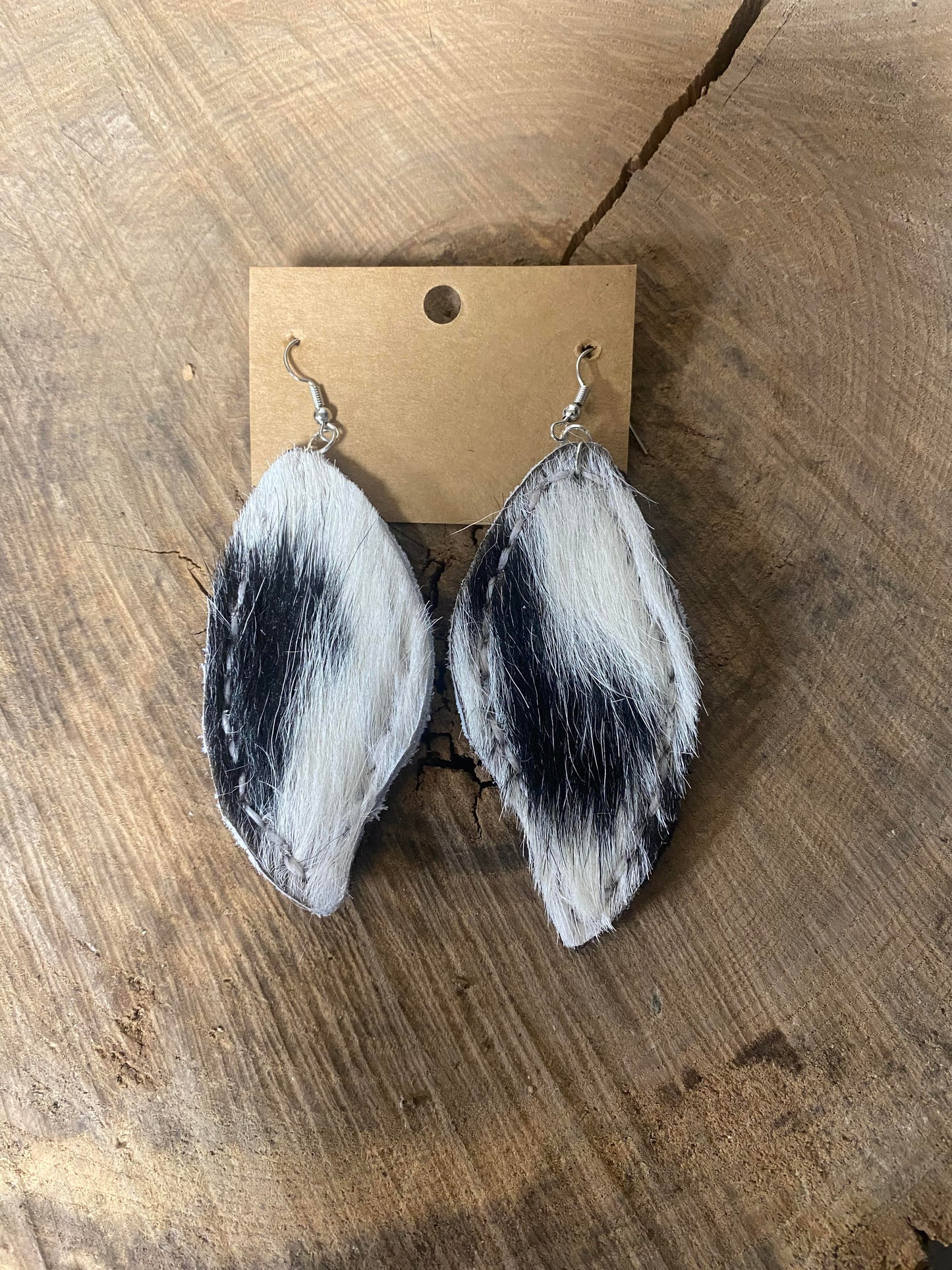 Hand Stitched Cowhide Leather Earrings